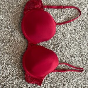 Vassarette Vibrant Red Lace Bra Lingerie Underwear 36c